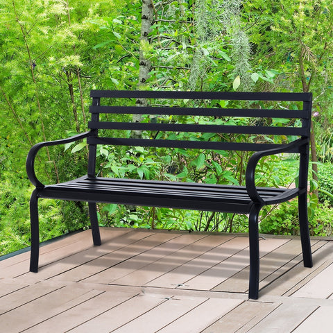 Rootz Garden Bench - 2-Seater Bench - Outdoor Bench - Bench - Metal - Black - 125 x 62 x 82 cm