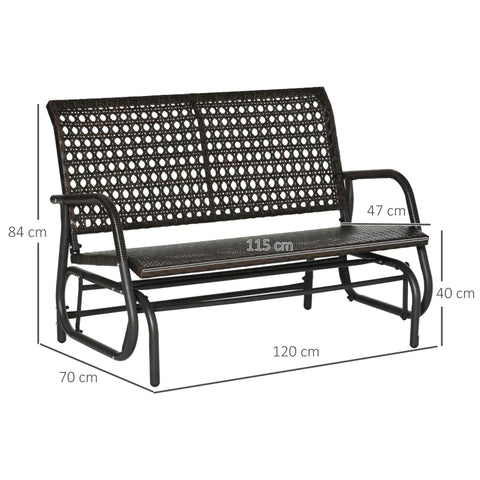 Rootz Rotan Schommelbank - Dubbele Schommelstoel - 2-In-1 Design Schommelbank - Rotan Schommelbank - Met Extra Brede Zitting - Bruin - 70L x 120B x 84H cm