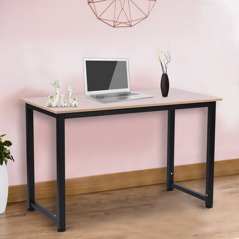 Rootz Desk - Computer table - Office table - Rectangular - 120 x 60 x 76 cm - Natural - Black - Metal - MDF