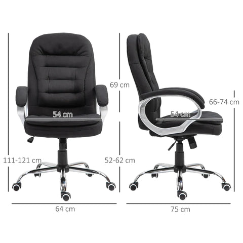 Rootz Office Chair - Desk Work Chair - Swivel Chair - Desk Chair - Adjustable Work Chair - Black - 64 X 75 X 111-121 Cm