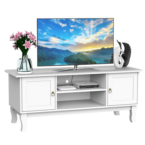 Rootz TV Furniture - TV Lowboard - TV Cabinet - Sideboard - Storage compartments - Cable management - Water-repellent - MDF - White