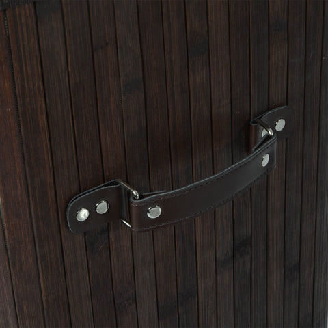 Rootz 72L Laundry basket - Laundry box - Washbasin - Angular - Brown / Gray - Bamboo - Lid - 40 x 30 x 60 cm