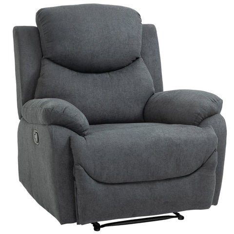 Rootz Relaxation Chair - Reading Chair - Armchair - Multi-layer Board - Reclining Function - Tiltable 150° - Linen Look - Polyester-foam-steel - Dark Gray - 97W x 96D x 105.5H cm
