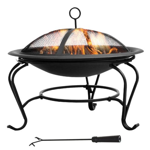 Rootz Fire Bowl - Steel Fire Pit - Fire Bowl Fireplace Fire Basket - Fireplace Fire Basket - Spark Protection - Black - Φ 56x45h Cm