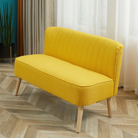 Rootz Sofa - 2 Seater Fabric Sofa - Sofa Seating - Lounge Sofa - Yellow - 117 x 56.5 x 77 cm