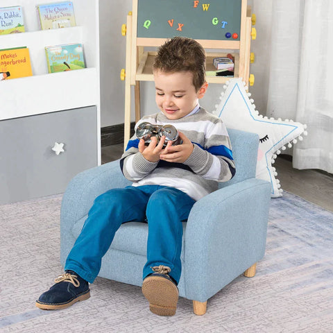 Rootz Kinderbank - Kinderfauteuil - Kinderzitkussens - Blauw - 49x45x44,5 cm