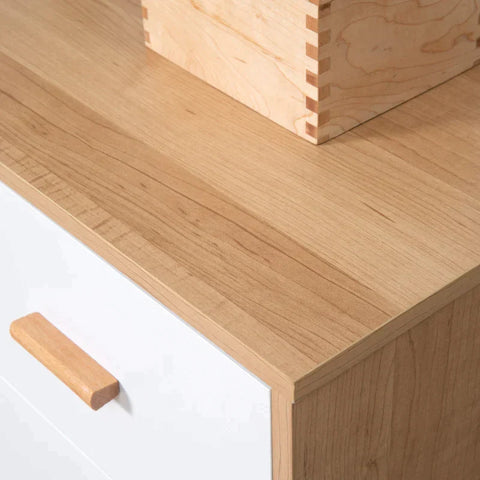 Rootz Chest Of Drawers - Storage Organizer Cabinet - With 3 Drawers - Chipboard - White + Nature - 80 cm x 39 cm x 80 cm