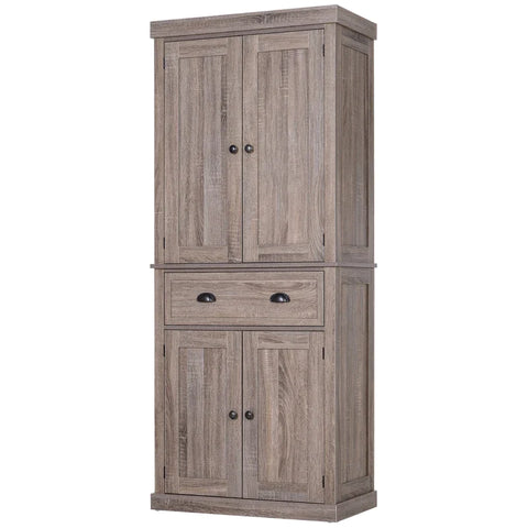 Rootz Kitchen Cupboard - Colonial Kitchen Cabinet - Freestanding Kitchen Cupboard - Furniture For Kitchen - Traditional Design - Dark Wood Grain - 76l X 40.5w X 184h Cm