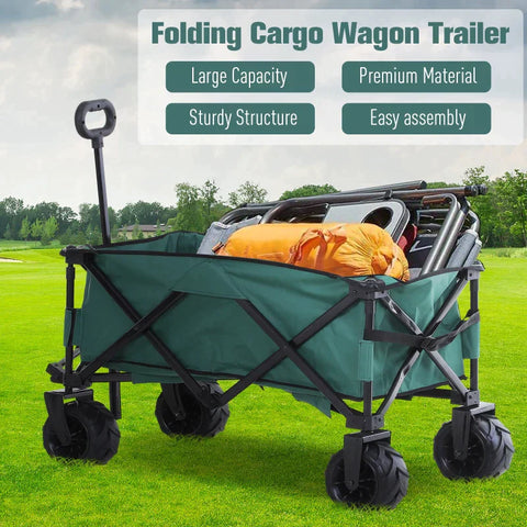 Rootz Transport Trolley - Garden Trolley -  Folding Cargo Trolley - Green - 108 x 53 x 59-89 cm