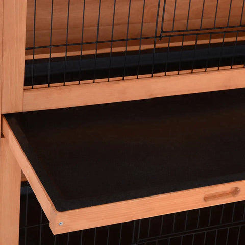 Rootz Kleintierstall – Tierkäfig – Tierhaus – Meerschweinchenstall – Kaninchenstall – zweistöckig – Tannenholz – Orange – 137,2 x 50,8 x 94 cm.