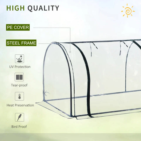 Rootz Foil Greenhouse - Mini Greenhouse - Portable Greenhouse - Greenhouse - Transparent Greenhouse - Green - 350lx100wx80Hcm