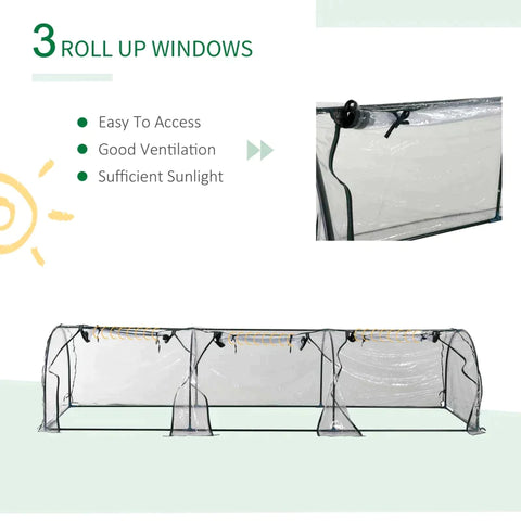 Rootz Foil Greenhouse - Mini Greenhouse - Portable Greenhouse - Greenhouse - Transparent Greenhouse - Green - 350lx100wx80Hcm