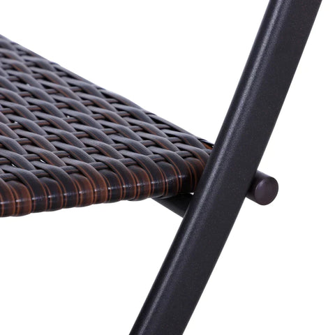 Rootz Rattan Chair Table Set  - Folding Table - Folding Chairs - Garden Furniture Set - Bistro Set - Balcony Furniture Set - Brown