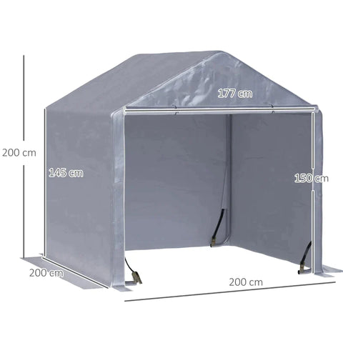 Rootz Foil Garden Shed - Garden Shed - Foil Garage - Carport Canopy - Galvanized Steel - Outdoor - Grey - 2 x 2 x 2 m
