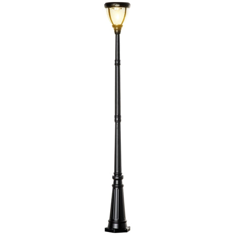 Rootz Tuinlantaarn - Solar Outdoor Light - Vintage Style Solar Outdoor Pole Light - Outdoor Pole Light - Aluminium/Gehard Glas - Zwart - 26 x 26 x 224 cm