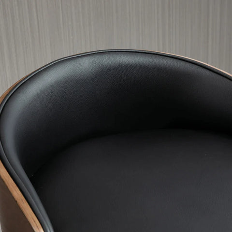 Rootz Set Van 2 Barkrukken - Draaibare Barstoelen Met Voetsteun - Barstoel - In Hoogte Verstelbaar - Keukenstoelen - Draaistoelen - Kunstleer - Hout - Zwart + Koffie - 48 x 49,5 x 76-96 cm