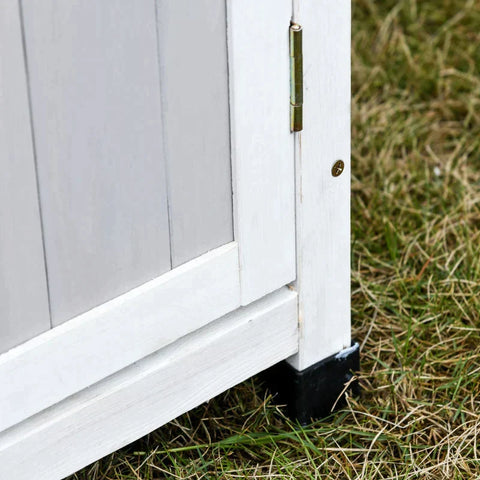 Rootz Opslagschuur - Tuinschuur - Gereedschapsschuur - Tuingereedschapsschuur - Dennenhout - Grijs/Wit - 77 x 58 x 175cm