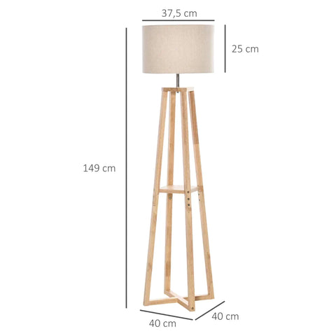 Rootz Stehlampe – mit Regal – Wohnzimmer-Stehlampe – Schlafzimmer-Stehlampe – 40 x 40 x 149 cm