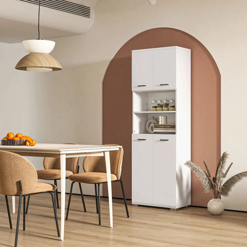 Rootz Bathroom Cabinet - With 2 Cupboards - 2 Shelves - Water-repellent Surface - White - 60 cm x 33.5 cm x 183 cm