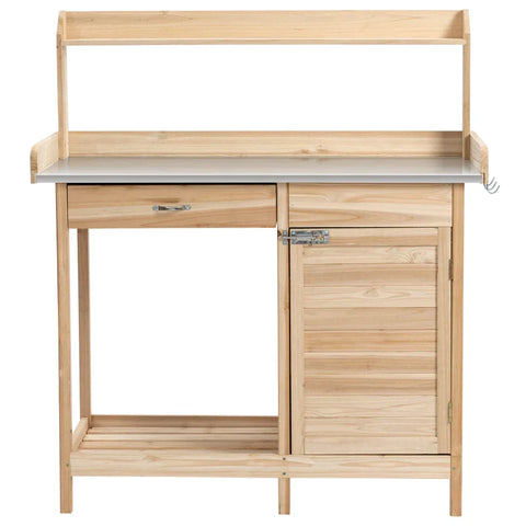 Rootz Pot Bench Table - Planting Table - Gardening Table - With Drawer - Garden Worktable - 112 x 45 x 125 cm