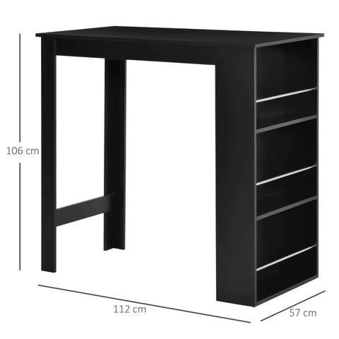 Rootz Bartisch – Moderner Esstisch – Schreibtisch mit 3 Ablagen – Spanplatte – Schwarz – 112 x 57 x 106 cm