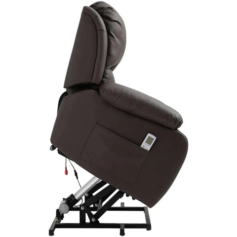 Rootz Massage Chair - Stand-up Aid - Relaxation Chair - TV Chair With Massage Function - Reclining Function - Brown - 92 X 92.5 X 101 cm
