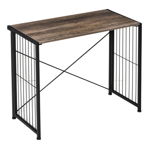 Rootz Desk - Computer Table - Office Table - Laptop Table - Folding Metal Frame Writing Desk - Industrial Design - Rustic Brown/Black - 90 x 45 x 74 cm