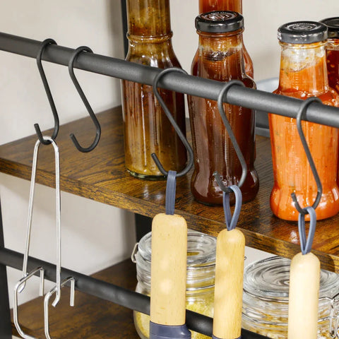 Rootz Industrial Design Kitchen Shelf - Sideboard - 2 Grid Shelves - Chipboard - Brown + Black - 106 cm x 50 cm x 89.5 cm