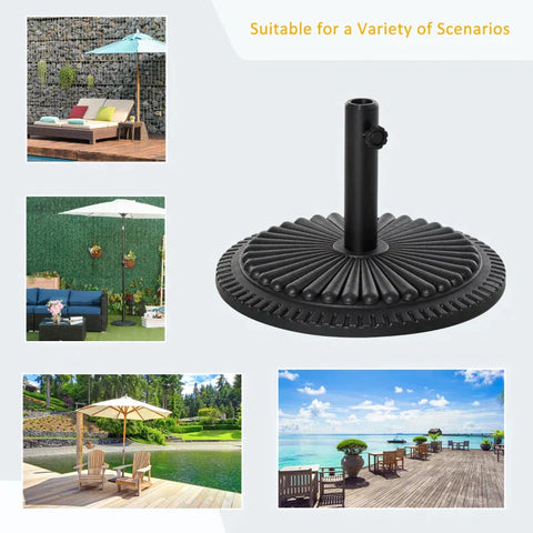 Rootz Parasol Stand - 14 Kg Parasol Stand For Parasol - Round Parasol Poles - Parasol Base For Garden - Balcony - Cement - Black - Ø49 x 32H cm