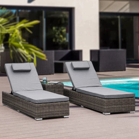 Rootz Liegestuhl – Sonnenliegen – Gartenliegen – Stoffliegen – Grau – 60 x 195 x 86 cm