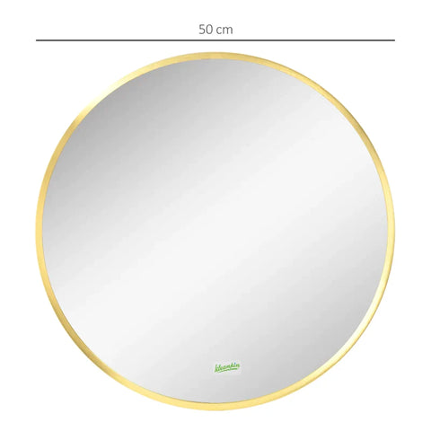 Rootz Wall Mounting - Mirror Bathroom - Elegant Design - Bedroom - Hallway - Metal Frame - Gold+silver - Ø50 x 2T cm
