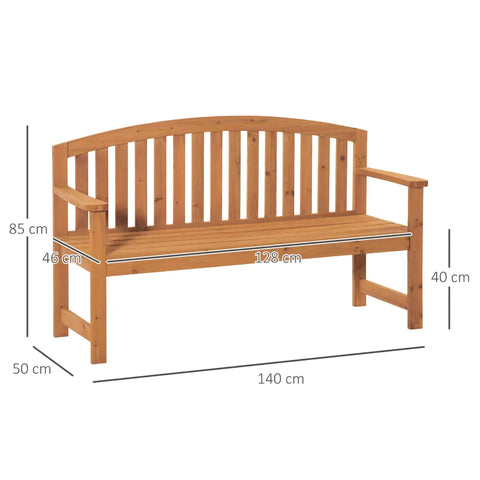 Rootz Garden Bench - 2-seater Wooden Bench - Park Bench - Terrace Bench With Backrests - Garden Furniture - Fir Wood - Orange - 140 x 50 x 85 cm