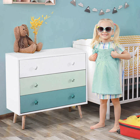 Rootz Children's Wardrobe - Children's Room Closet - Children's Drawer Cabinet - Storage Cabinet - 90 x 42 x 80 cm