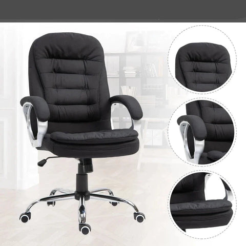 Rootz Office Chair - Desk Work Chair - Swivel Chair - Desk Chair - Adjustable Work Chair - Black - 64 X 75 X 111-121 Cm