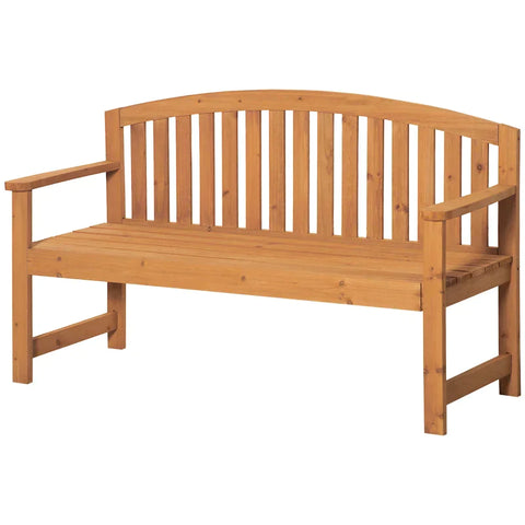 Rootz Garden Bench - 2-seater Wooden Bench - Park Bench - Terrace Bench With Backrests - Garden Furniture - Fir Wood - Orange - 140 x 50 x 85 cm