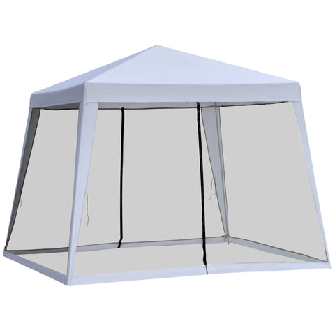 Rootz Pavillon – Gartenpavillon – Festzelt-Partyzelt – Zelt mit Moskitonetz – wetterfest – Metall + Polyester – Grau – 3 x 3 m