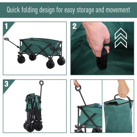 Rootz Transport Trolley - Garden Trolley -  Folding Cargo Trolley - Green - 108 x 53 x 59-89 cm