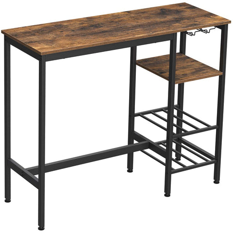 Rootz Bar table - Wine glass holder - Industrial - Brown / Black - 110 x 40 x 90 cm (LxWxH)