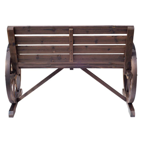 Rootz Garden Bench - 2-seater Bench - Wooden Bench - Wagon Wheel Chair - Wood Brown - 105.5 x 59 x 75 cm