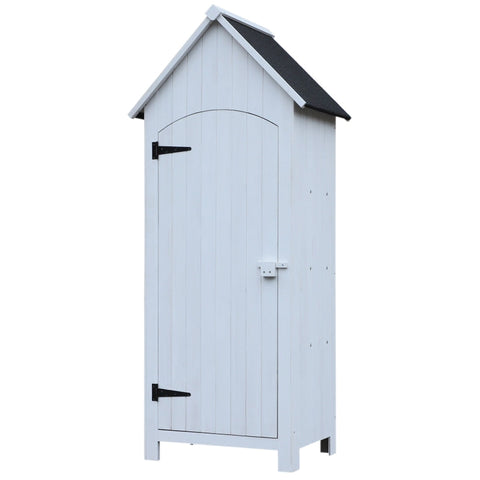 Rootz Garden Cabinet - Garden Cupboard - Wooden Tool Shed - Tool Cupboard - White - 77.5 X 54.2 X 179.5cm