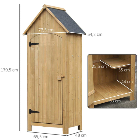Rootz Garden Cabinet - Garden Cupboard - Wooden Tool Shed - Tool Cupboard - Yellow - 77.5 X 54.2 X 179.5 Cm