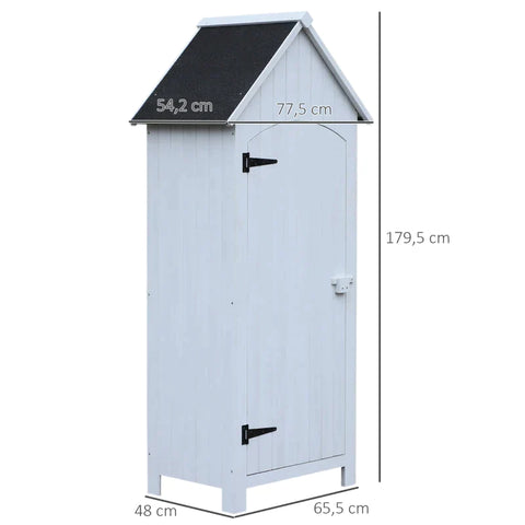 Rootz Garden Cabinet - Garden Cupboard - Wooden Tool Shed - Tool Cupboard - White - 77.5 X 54.2 X 179.5cm