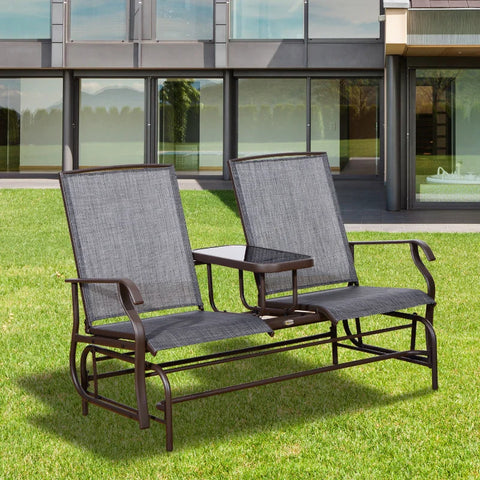 Rootz Double-Seat Swing Chair - Swing Chair - Rocking Seat Chair - Rocking Chair - Garden Chair - Bench Chair - Garden Rocking Chair - Grey