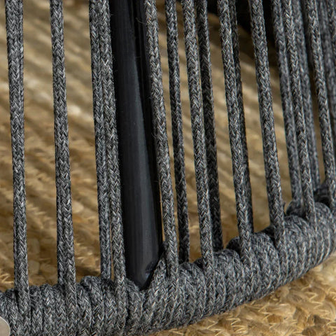 Rootz Garden Table - Boho Style Garden Table - Weather Resistant - PE Rattan - Black + Natural - 39cm x 39cm x 49cm