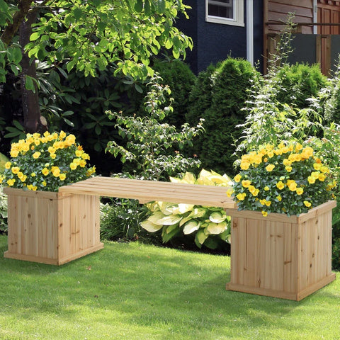 Rootz Gartenbank – mit Pflanzgefäß – Gartenpflanzgefäß und Bank aus Holz – Pflanzkasten – 176 cm x 38 cm x 40 cm
