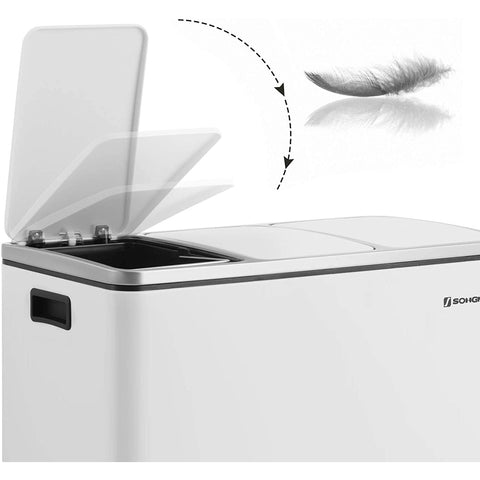 Rootz Mülleimer 54L – Mülltrennungssystem – 3 x 18 l – Treteimer – Mülltrennungs-Mülleimer – Edelstahl – Weiß