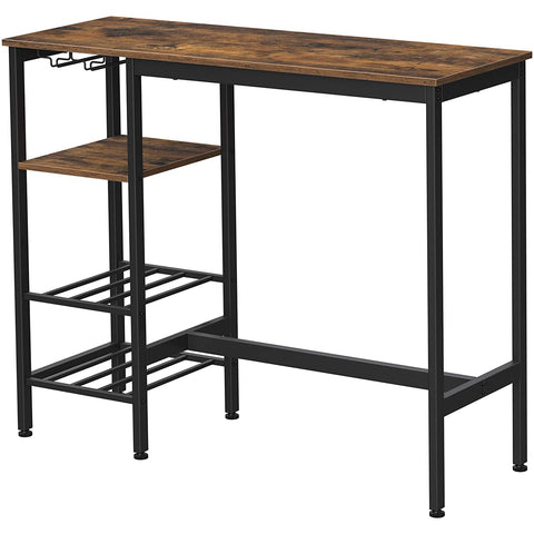 Rootz Bar table - Wine glass holder - Industrial - Brown / Black - 110 x 40 x 90 cm (LxWxH)