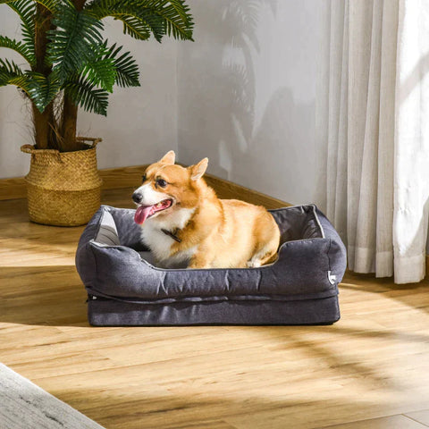 Rootz Hondenbed - Luxe Hondenbed - Hondenkussen - Hondenmatras - Dierenbed - Hoes Afneembaar en Wasbaar - Polyester - Grijs - 75 x 60 x 20 cm