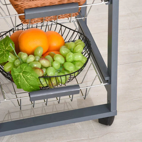 Rootz Kitchen Trolley - Serving Trolley - 2 Shelves - Indoor - Outdoor - Brown/Grey - W47 x D37 x H83 cm