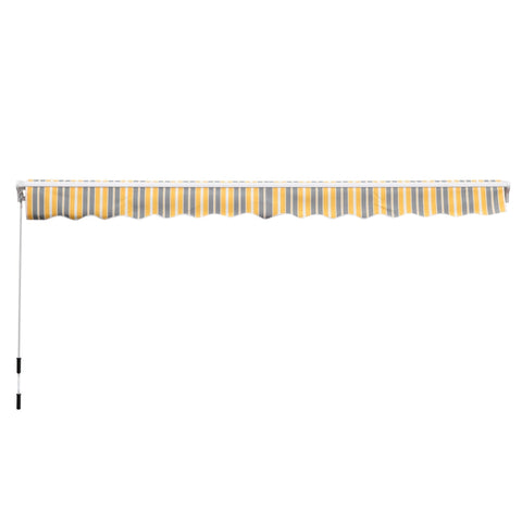 Rootz Awning - Articulated Arm Awning - Sun Protection - Hand Crank - Aluminum + Polyester - Yellow Grey - 3.5 X 2.5 m